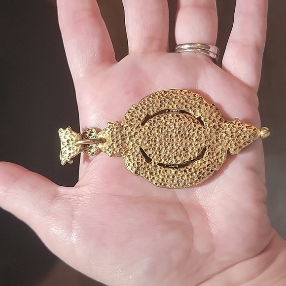 Artisan Dalmatian Stone Gold Tone Statement Pendant Only - Picture 5 of 6